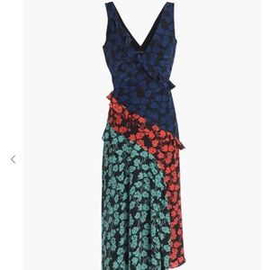 Floral-print Ruffle-trimmed Silk Crepe De Chine Dress from SALONI